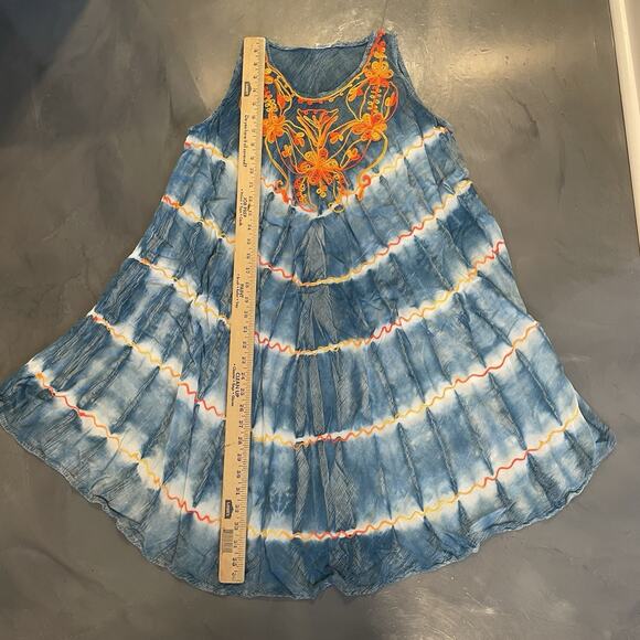 Seven Islands Embroidered Colorful Swimsuit Coverup Dress One Size Artsy Boho - Picture 3 of 7